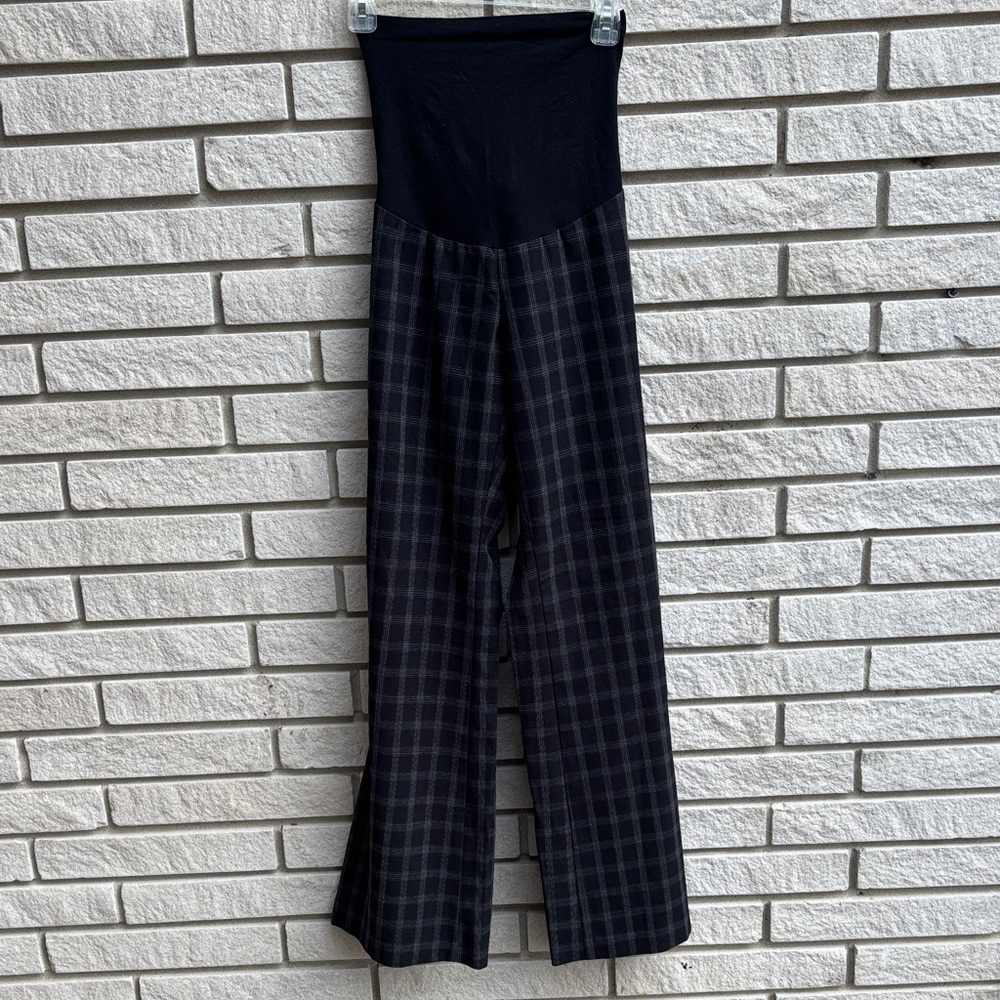 Motherhood Maternity Black Plaid Checkered Wide Leg Pants Size Medium